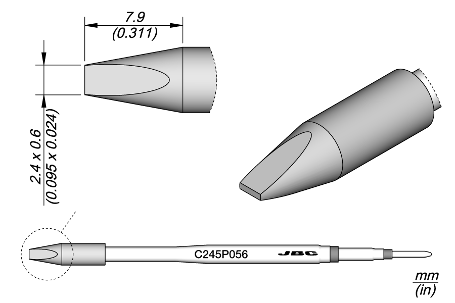 C245P056 - Nickel Chisel Catridge 2.4 x 0.6